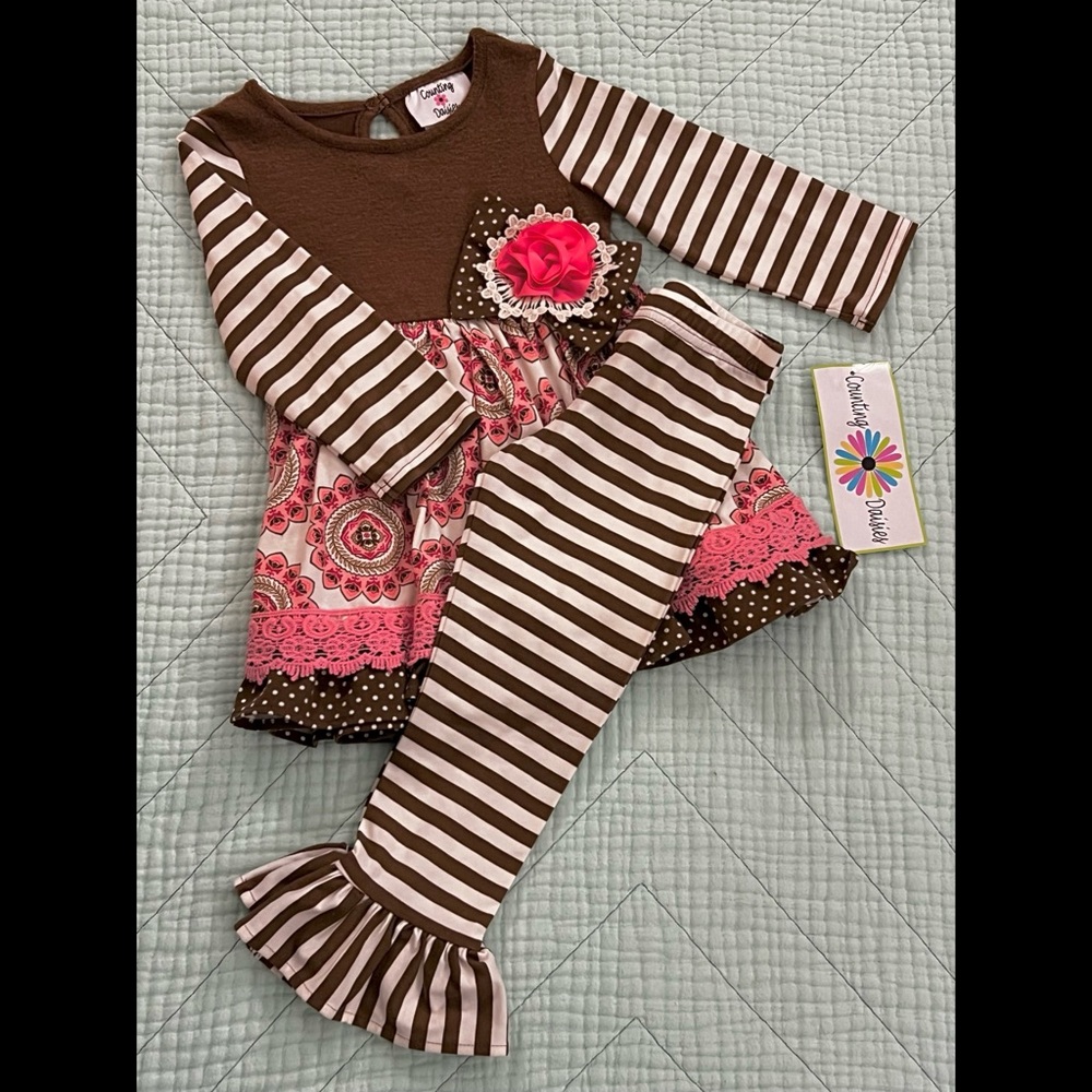 (( NWT. )) Counting Daisies 2-Piece Adorable Set. - - - Size : 3T.